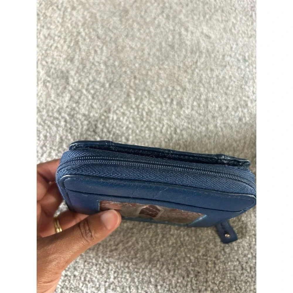 Unbranded Unisex Slim Fold Wallet Blue Leather Credit Card Holder